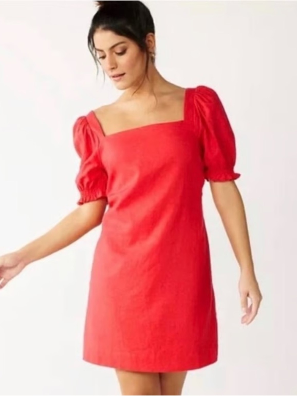 DRAPER JAMES Square-Neck Puff Sleeve Dress